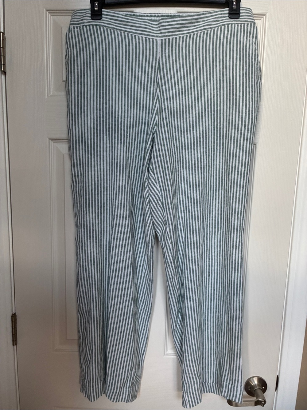 Talbots Green and White Striped Wide-Leg Pants